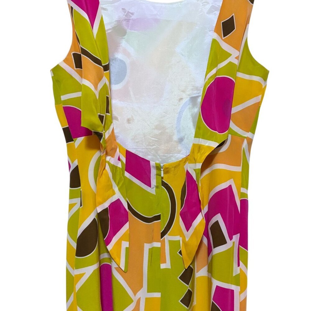 Vintage Maggy London Silk Mini Dress 8 Geometric Color Block 100% Silk Resort - Picture 5 of 8